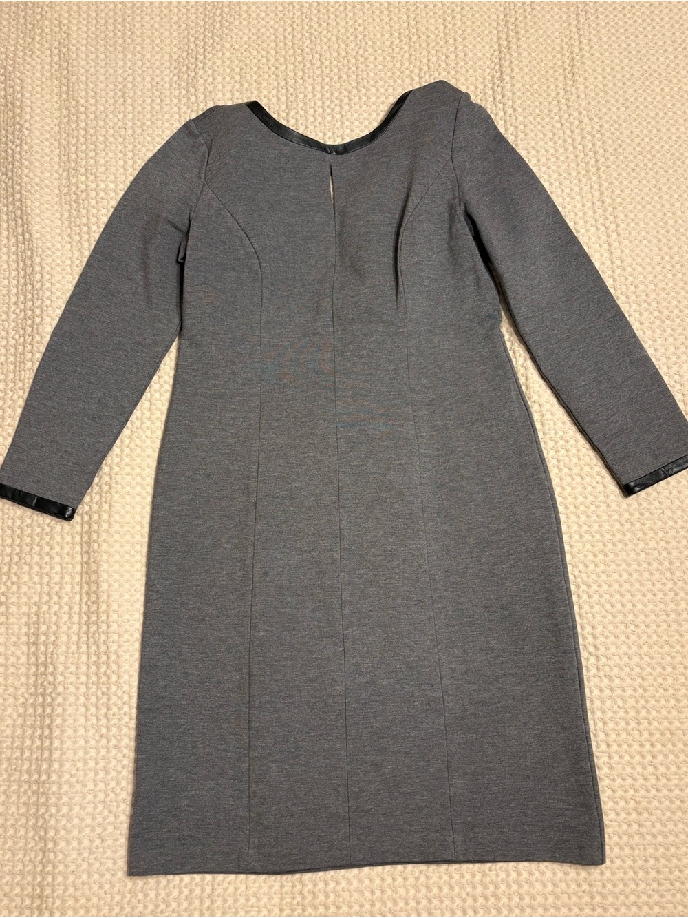 Talbots Gray Long Sleeve Sheath Dress with Black Trim